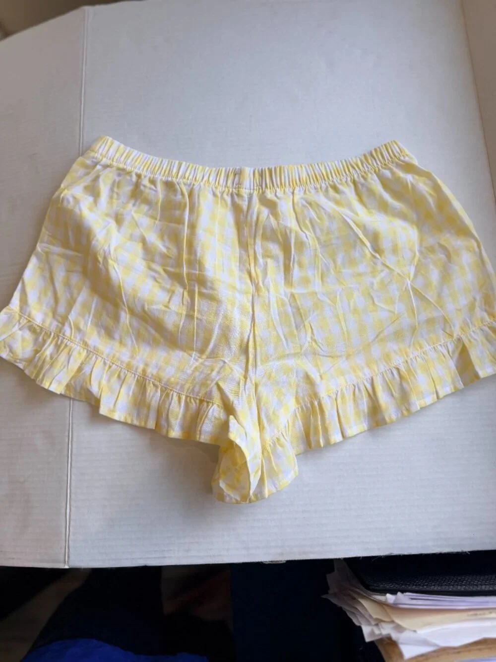 GapBody Yellow Gingham Ruffle Poplin Pajama Set - Size M